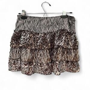 Y2k animal print ruffle skirt